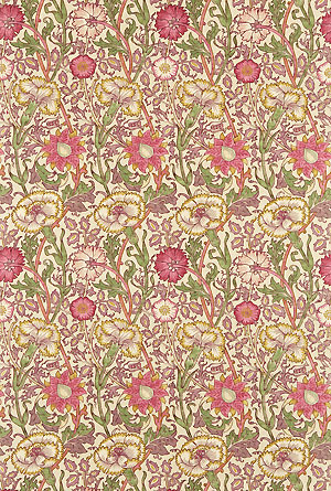 Englische Design Tapeten William Morris Luxus Papier Tapete Jugendstil Muster 8 rote Blumen online kaufen