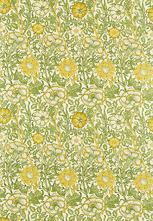 Englische Design Tapeten William Morris Luxus Papier Tapete Jugendstil Muster 12 Blumen gelb grün online kaufen