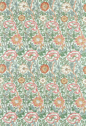 Englische Design Tapeten William Morris Luxus Papier Jugendstil Tapete Muster 17 Blumen rot orange grün online kaufen