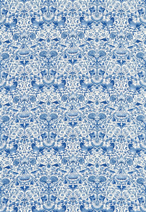 Englische Design William Morris Luxus Stoff Jugendstil Muster 21 blau weiss online kaufen