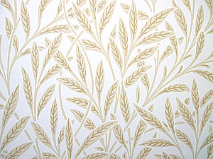 Englische Design William Morris WILLOW Luxus Stoff Muster 42 gelb gruene Blätter auf weiss beige online kaufen