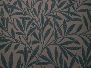 Englische Design Tapete William Morris WILLOW Muster 46 blaue Blätter auf hellgrau online kaufen